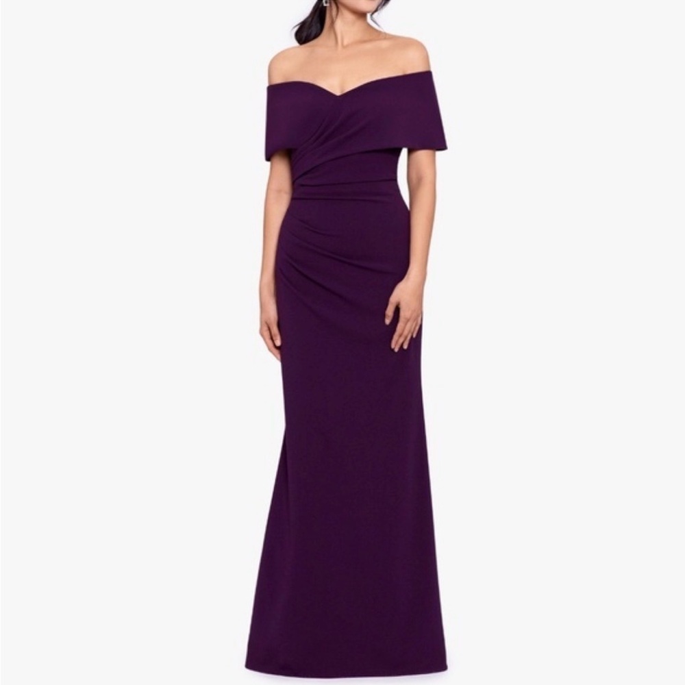 Betsy & Adam Strapless Plum Gown - Picture 6 of 6